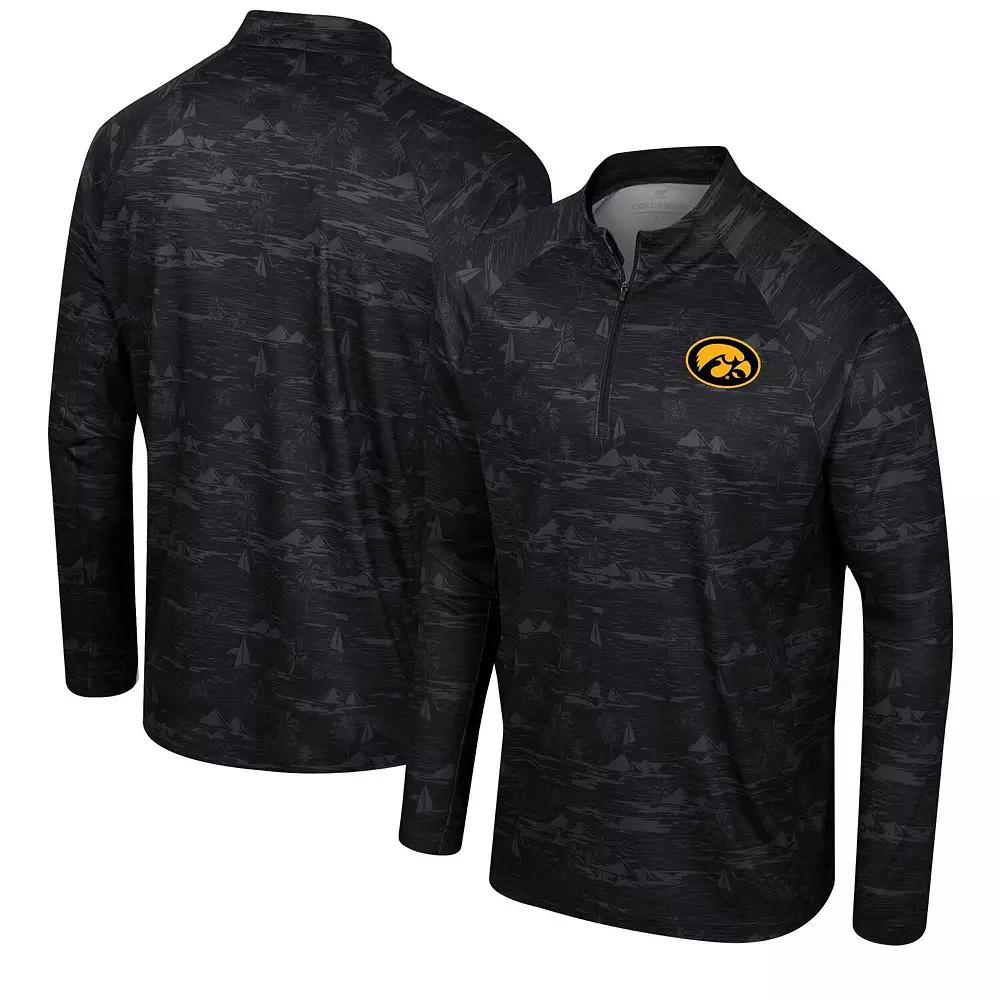 Men's Colosseum Black Iowa Hawkeyes Carson Raglan Quarter-Zip Jacket,  Product Image