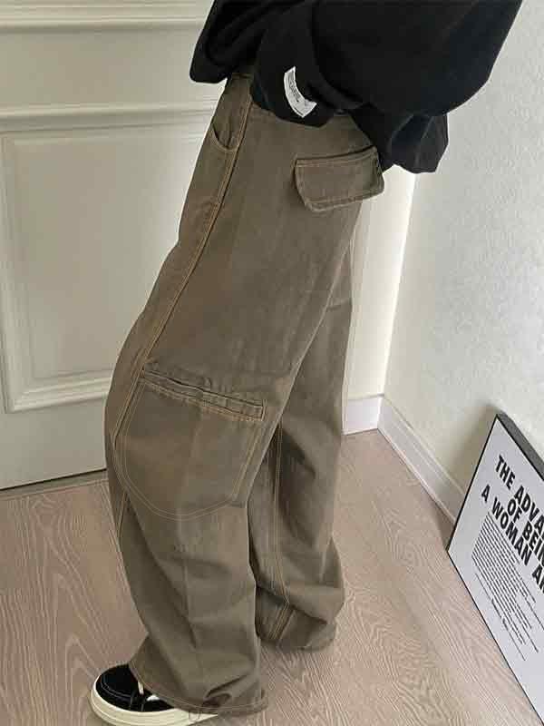 Vintage Maillard Patchwork Workwear Cargo Jeans Product Image