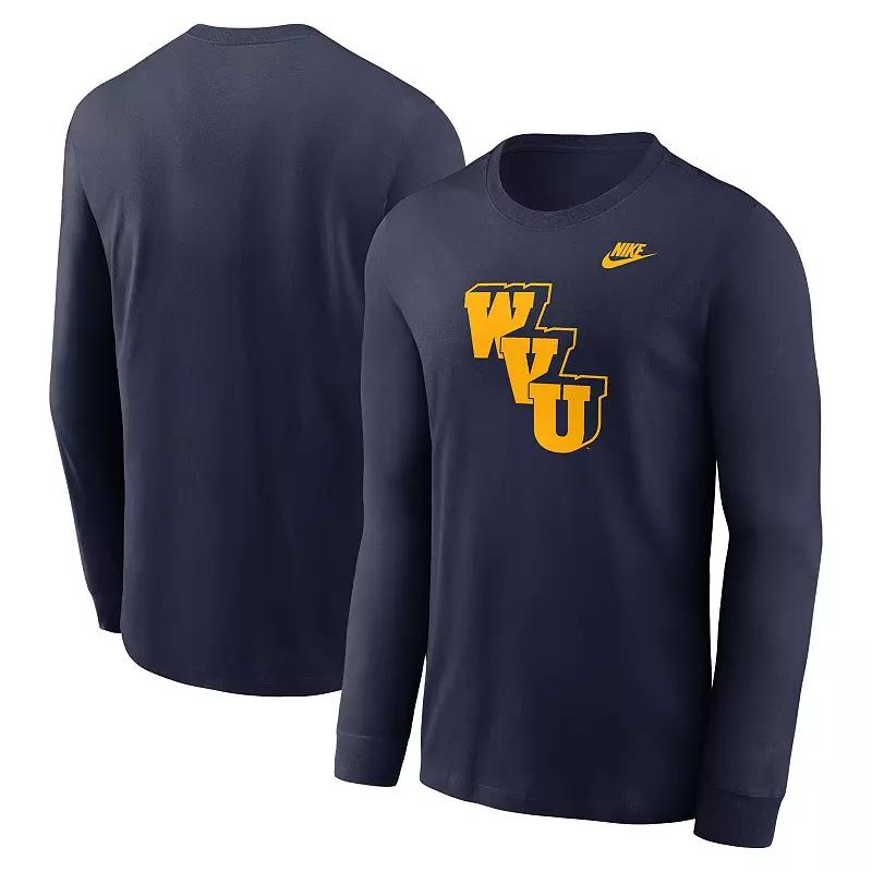 Men's Nike Navy West Virginia Mountaineers Legacy Primary Logo Long Sleeve T-Shirt,  Product Image