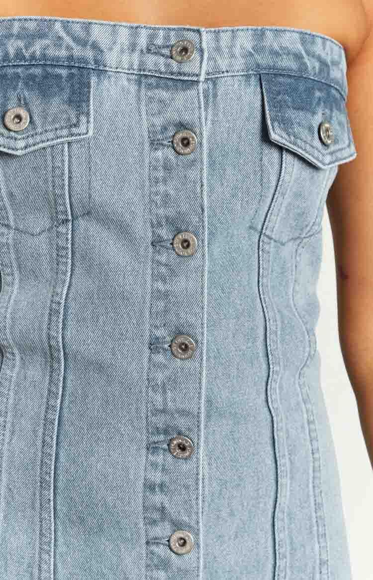 Wilma Blue Denim Corset Mini Dress Baby Product Image