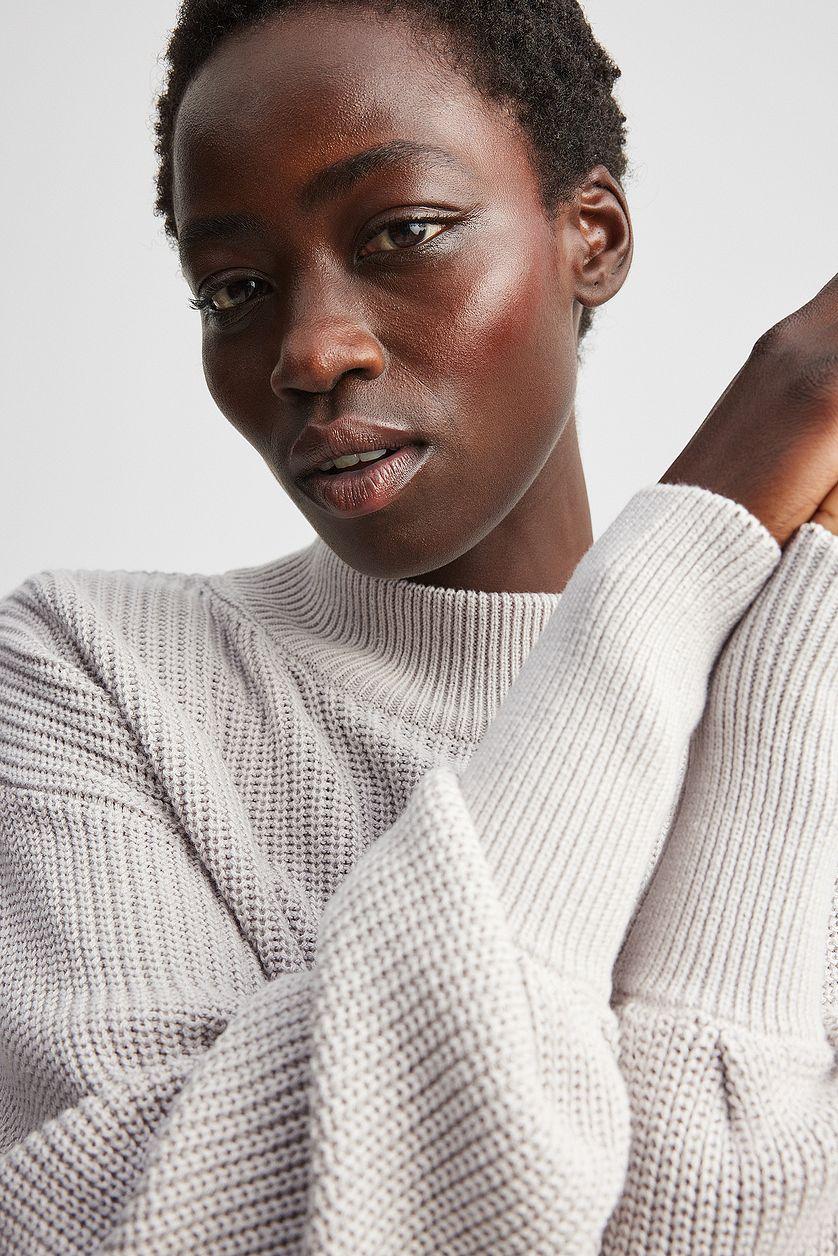 Volume Sleeve High Neck Knitted Sweater Product Image