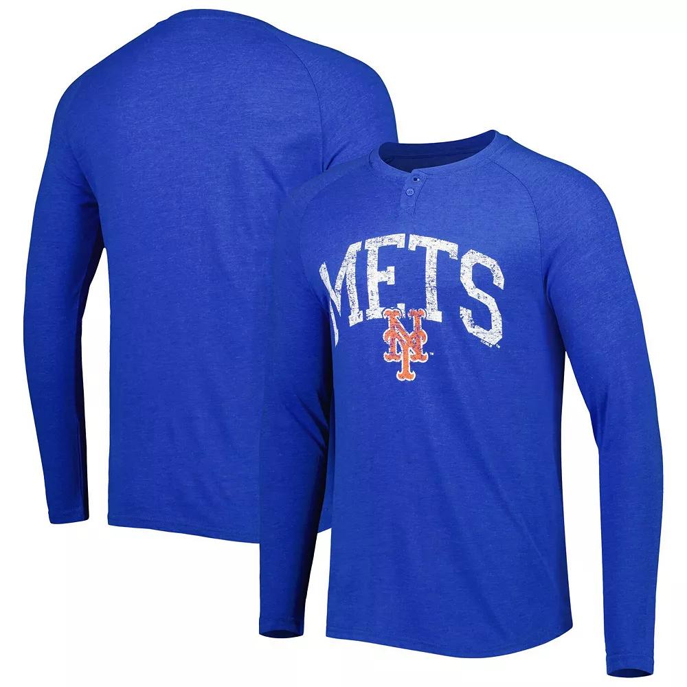 Men's Concepts Sport Royal New York Mets Inertia Raglan Long Sleeve Henley T-Shirt, Size: 3XL, Blue Product Image