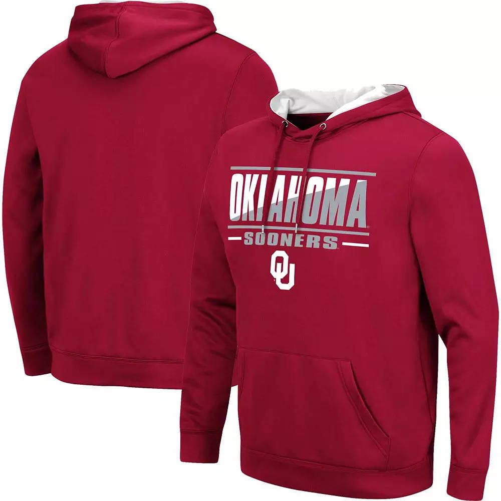 Men's Colosseum Crimson Oklahoma Sooners Slash Stack 2.0 Pullover Hoodie,  Product Image