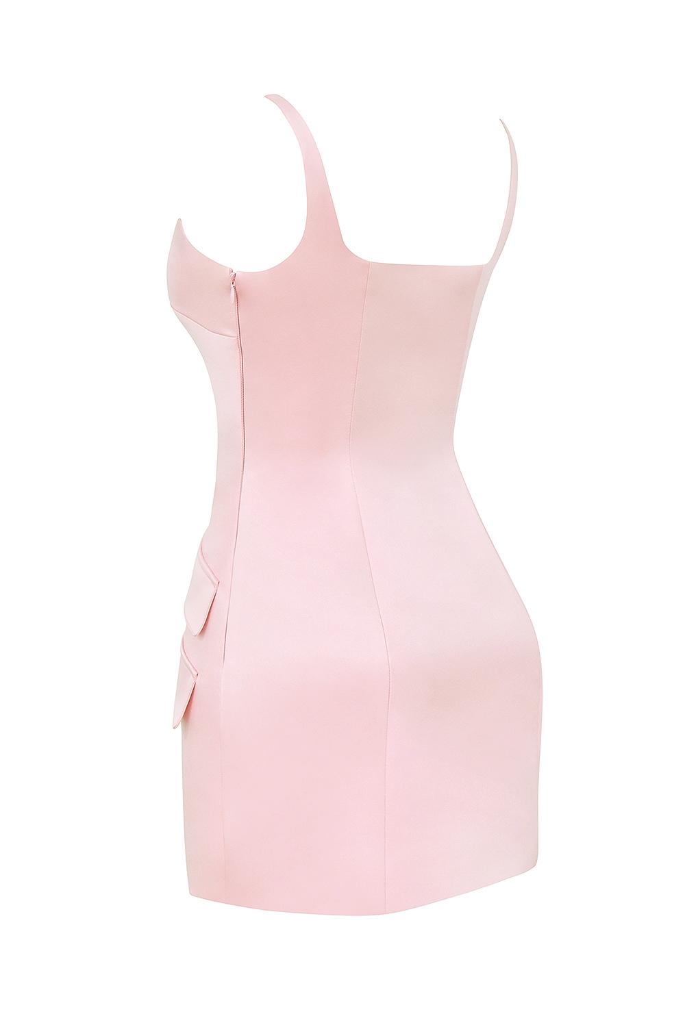 Cosette  rose shadow satin sleeveless mini dress - sale Product Image