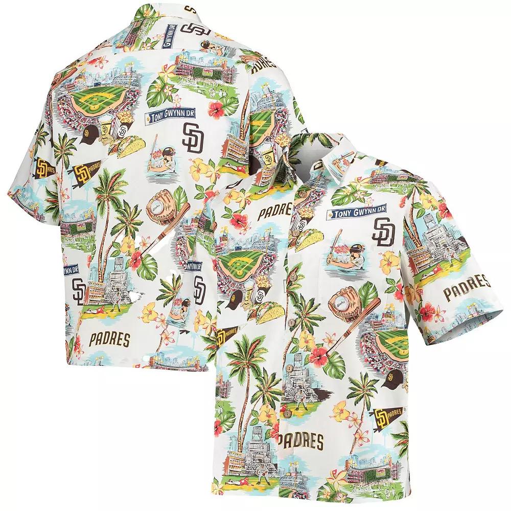 Men's Reyn Spooner White San Diego Padres Scenic Logo Button-Up Shirt,  Product Image