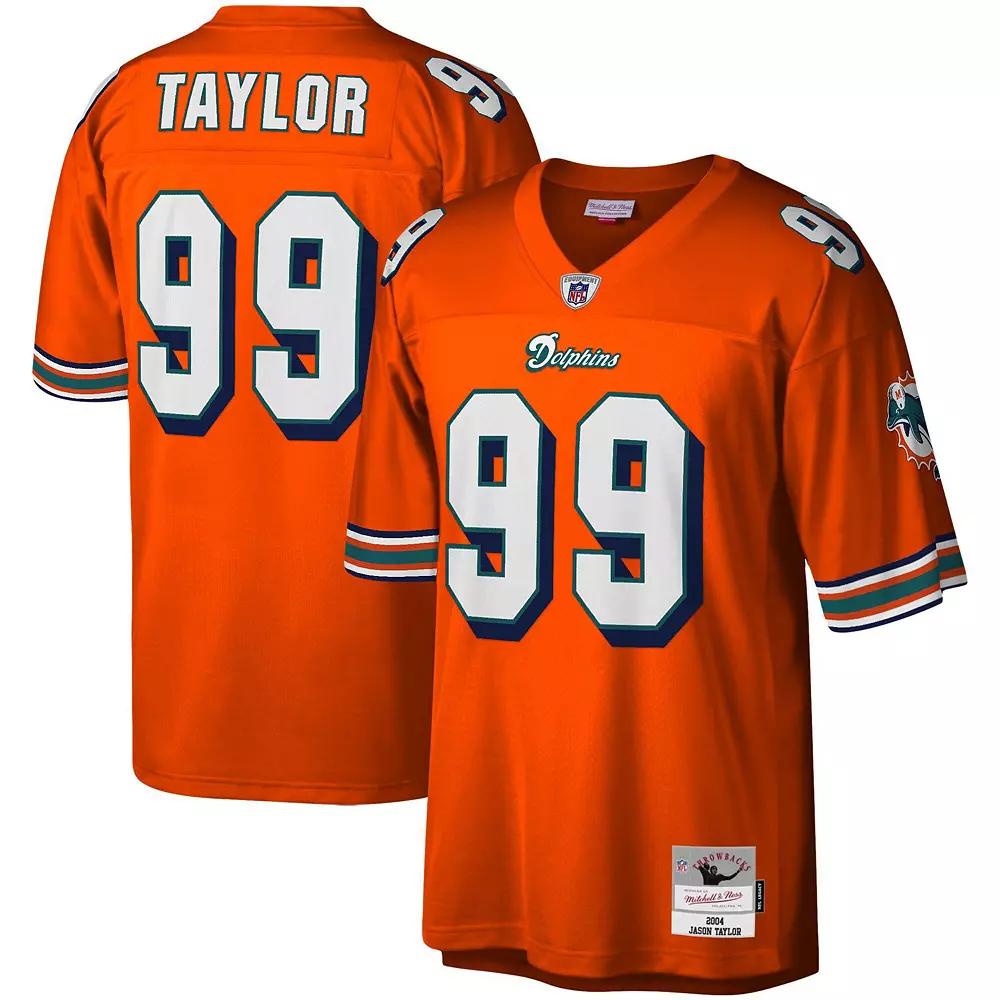 Men's Mitchell & Ness Jason Taylor Orange Miami Dolphins Big & Tall 2004 Retired Player Replica Jersey,  Product Image