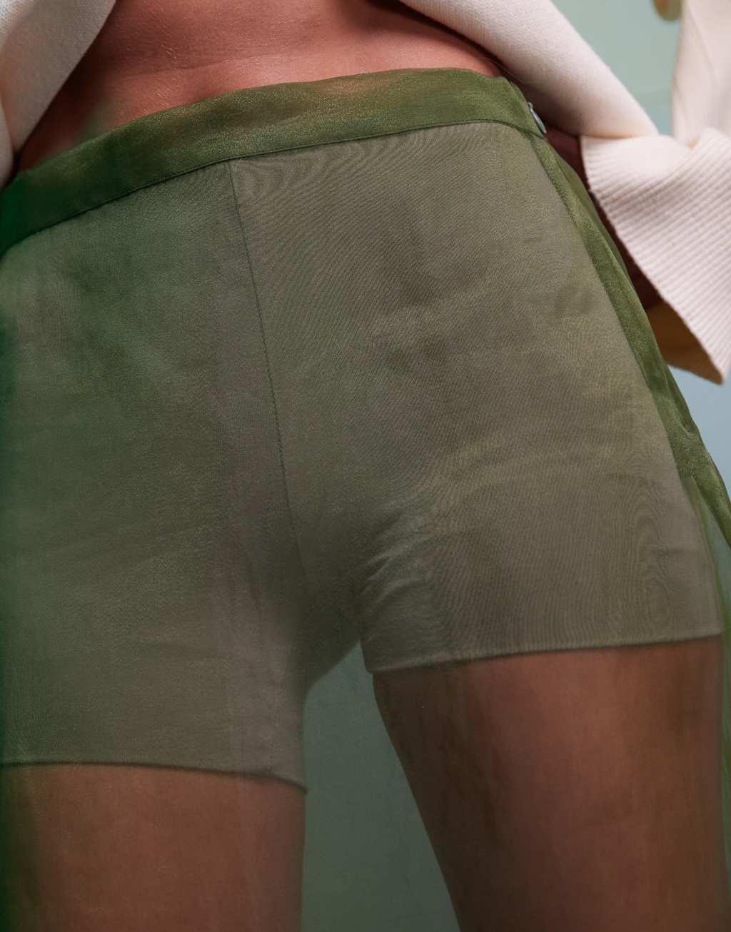 ASOS DESIGN organza sheer midi skirt in green Product Image