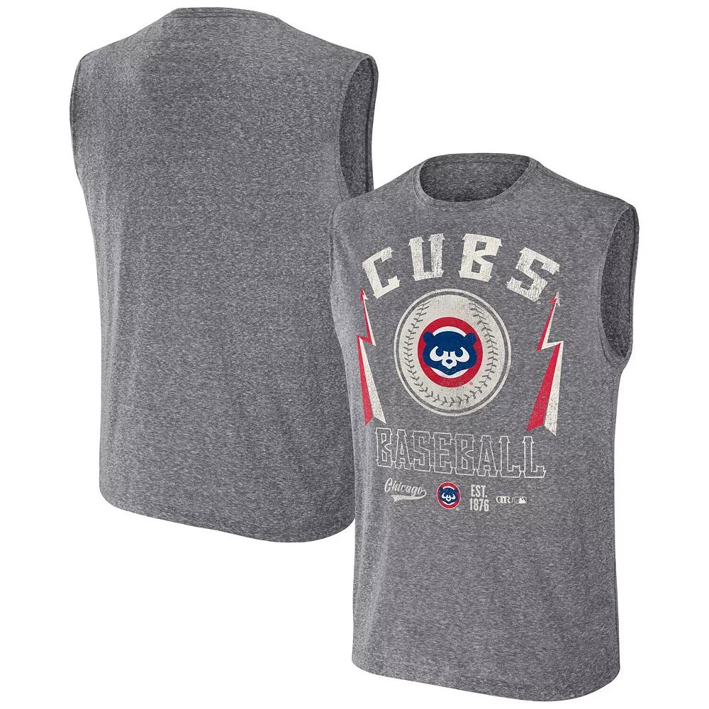 Men's Darius Rucker Collection by Fanatics Charcoal Chicago Cubs Muscle Tank Top, Size: Small Product Image