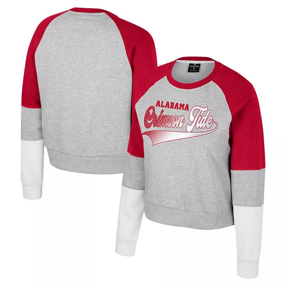 Women's Colosseum Heather Gray Kentucky Wildcats Katinka Rhinestone Scoop Neck Pullover Sweatshirt,  Product Image