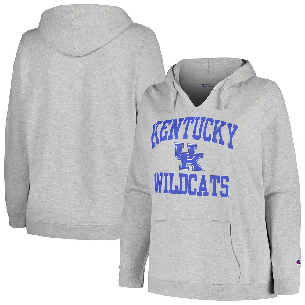 Women's Champion Heather Gray Kentucky Wildcats Plus Size Heart & Soul Notch Neck Pullover, Size: 1XL, Grey Product Image