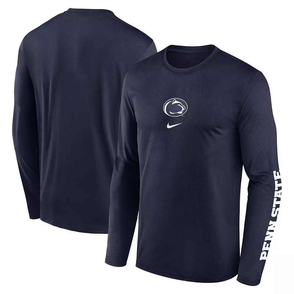 Men's Nike  Navy Penn State Nittany Lions Primetime Center Lockup Two-Hit Legend Long Sleeve T-Shirt, Size: Medium, Blue Product Image
