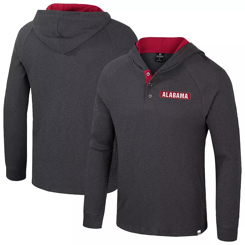 Men's Colosseum Gray Alabama Crimson Tide Dujour Ralgan Long Sleeve Henley Pullover Hoodie,  Product Image