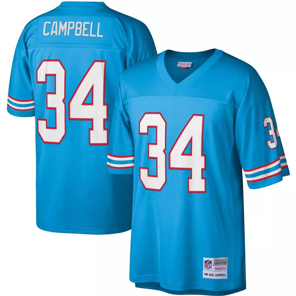 Men's Mitchell & Ness Earl Campbell Light Blue Houston Oilers Legacy Replica Jersey,  Product Image