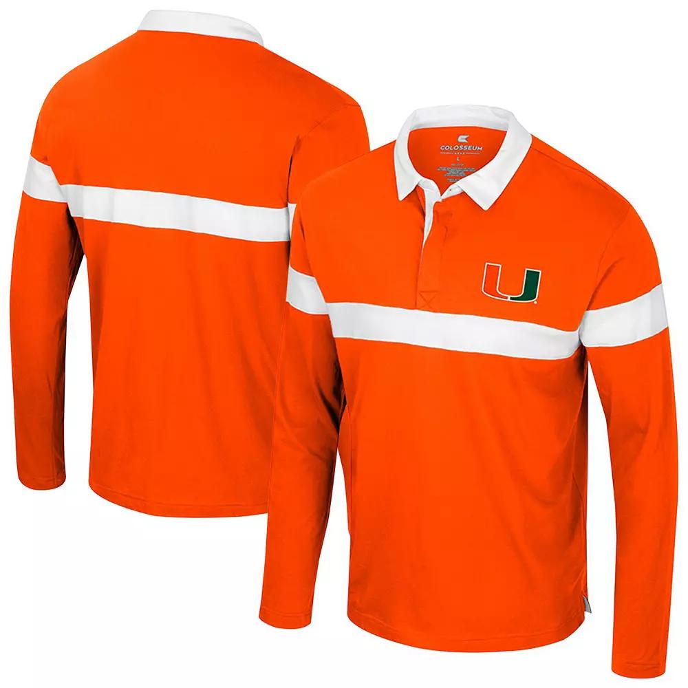 Men's Colosseum Orange Miami Hurricanes Too Cool For School Long Sleeve Polo,  Product Image