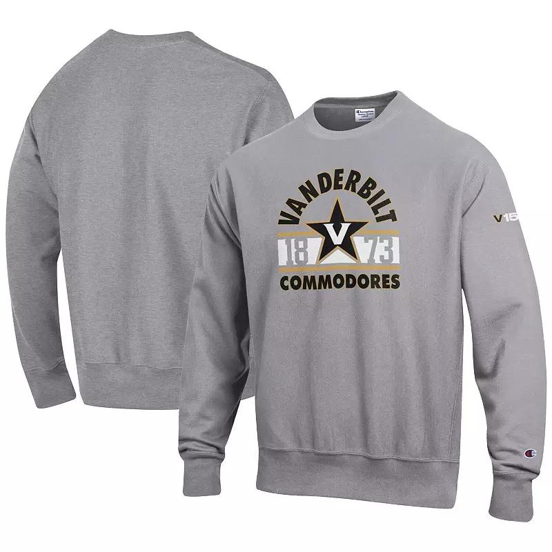 Men's Champion Heather Gray Vanderbilt Commodores 150th Anniversary Reverse Weave Pullover Sweatshirt, Size: Medium, Grey Product Image