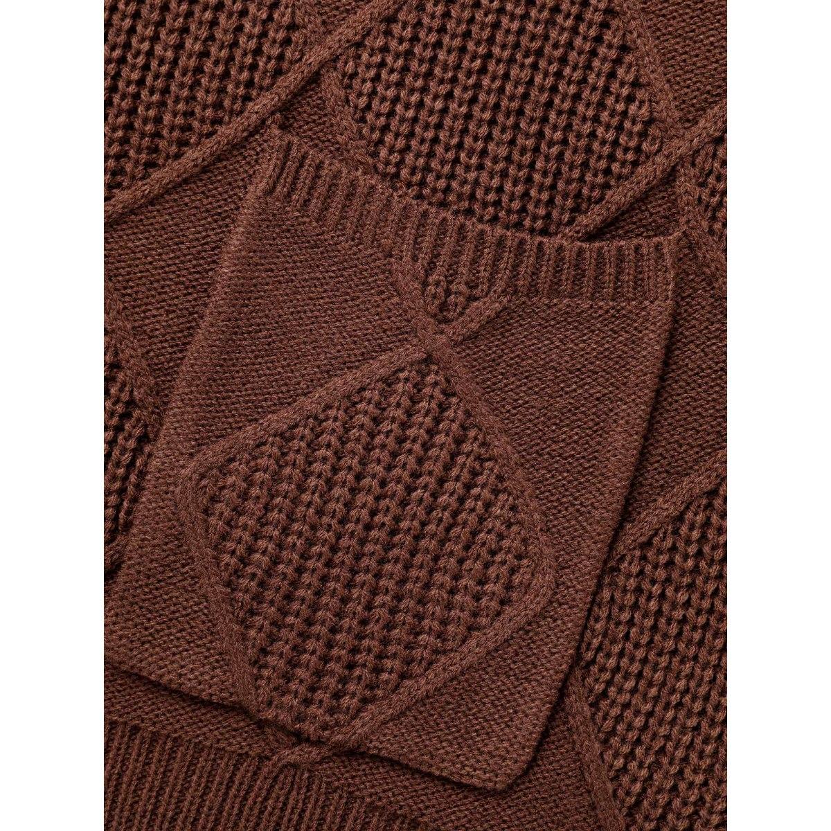 Plus Size Plain Textured Pocket Drop Shoulder Cardigan Browncoffeecolor Women Casual Loose Long Sleeve Everyday Cardigans BloomChic 14-16/1X Product Image