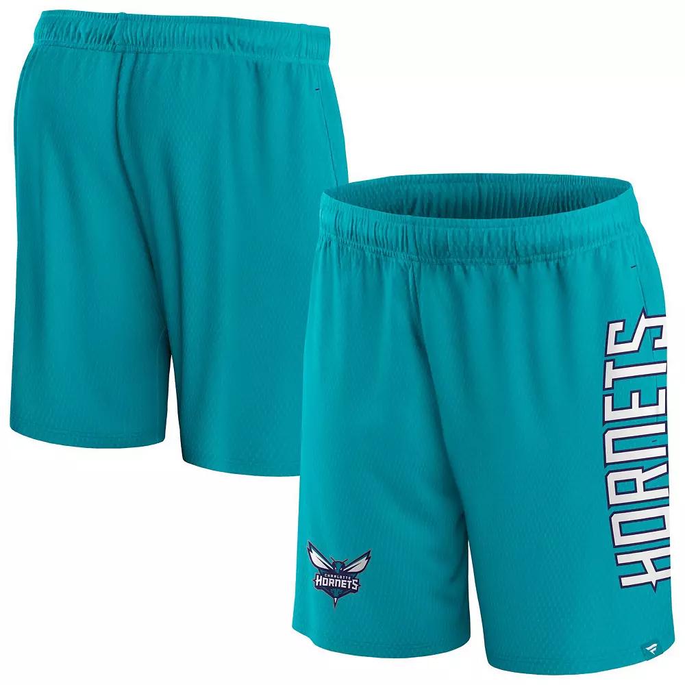 Men's Fanatics Branded Teal Charlotte Hornets Post Up Mesh Shorts,  Product Image