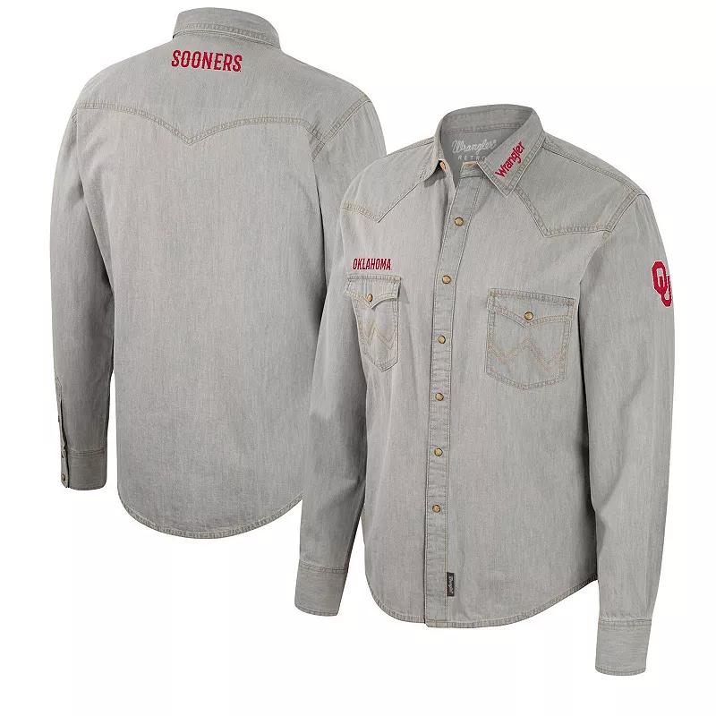 Men's Colosseum x Wrangler Gray Iowa Hawkeyes Cowboy Cut Western Full-Snap Long Sleeve Shirt,  Product Image