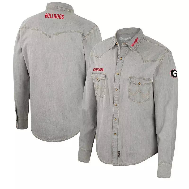 Men's Colosseum x Wrangler Gray Iowa Hawkeyes Cowboy Cut Western Full-Snap Long Sleeve Shirt,  Product Image