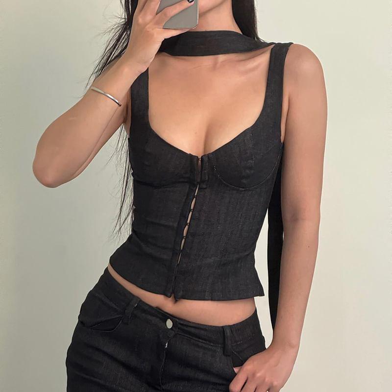 Square-Neck Plain Bustier Top Product Image