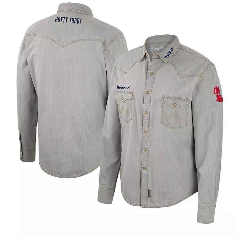 Men's Colosseum x Wrangler Gray Iowa Hawkeyes Cowboy Cut Western Full-Snap Long Sleeve Shirt,  Product Image