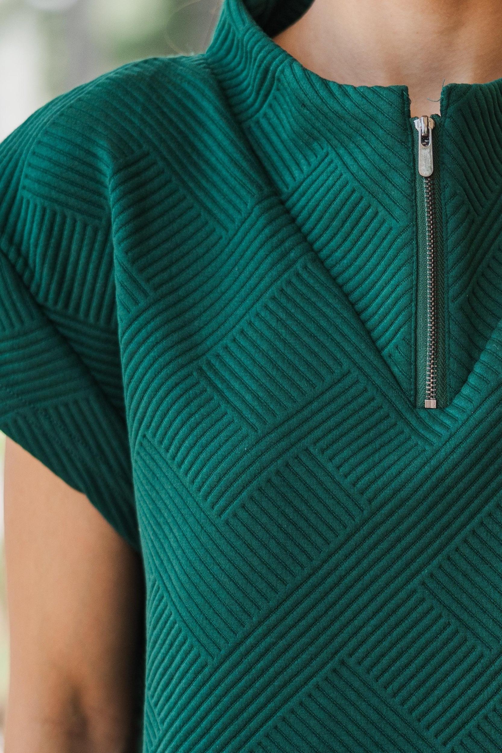 Feeling The Love Forest Green Textured Top Female Product Image