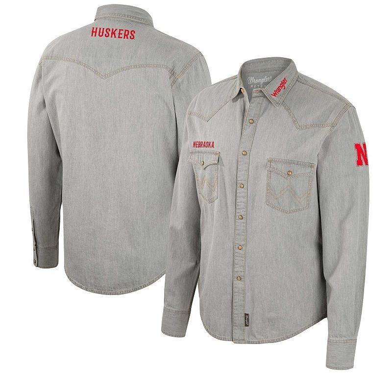 Men's Colosseum x Wrangler Gray Iowa Hawkeyes Cowboy Cut Western Full-Snap Long Sleeve Shirt,  Product Image