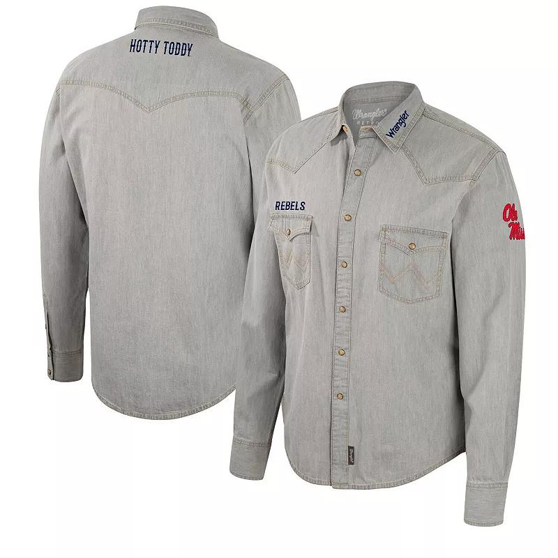 Men's Colosseum x Wrangler Gray Iowa Hawkeyes Cowboy Cut Western Full-Snap Long Sleeve Shirt,  Product Image