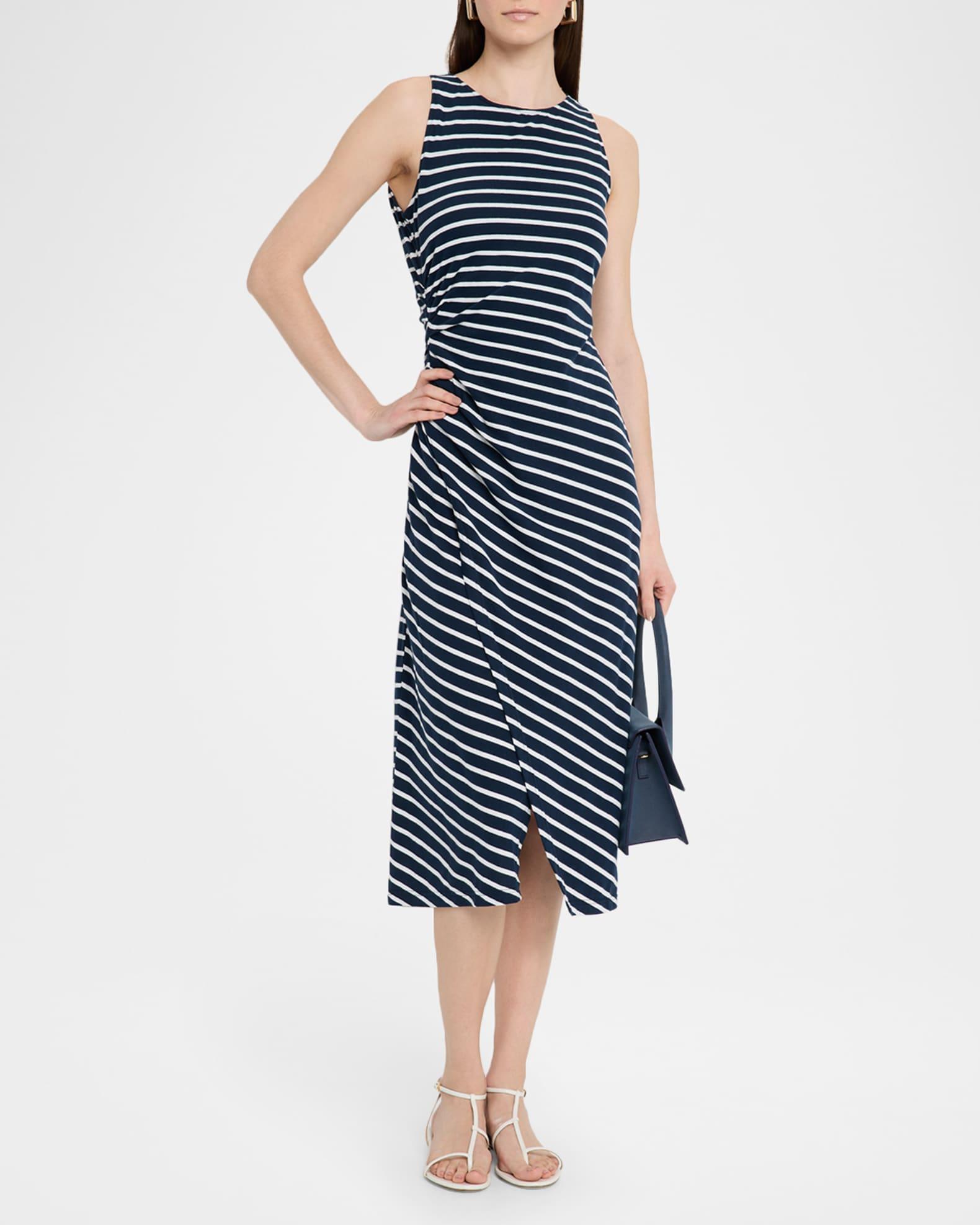 Max Striped Wrap-Effect Midi Dress Product Image