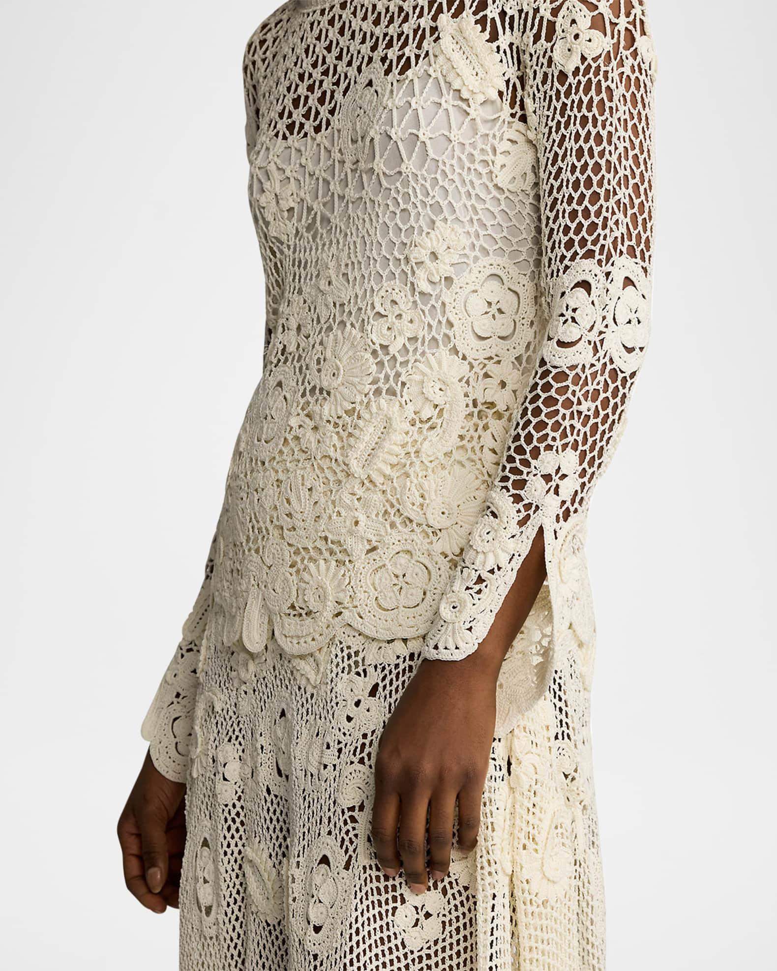 Floral Crochet Dolman-Sleeve Sweater Product Image