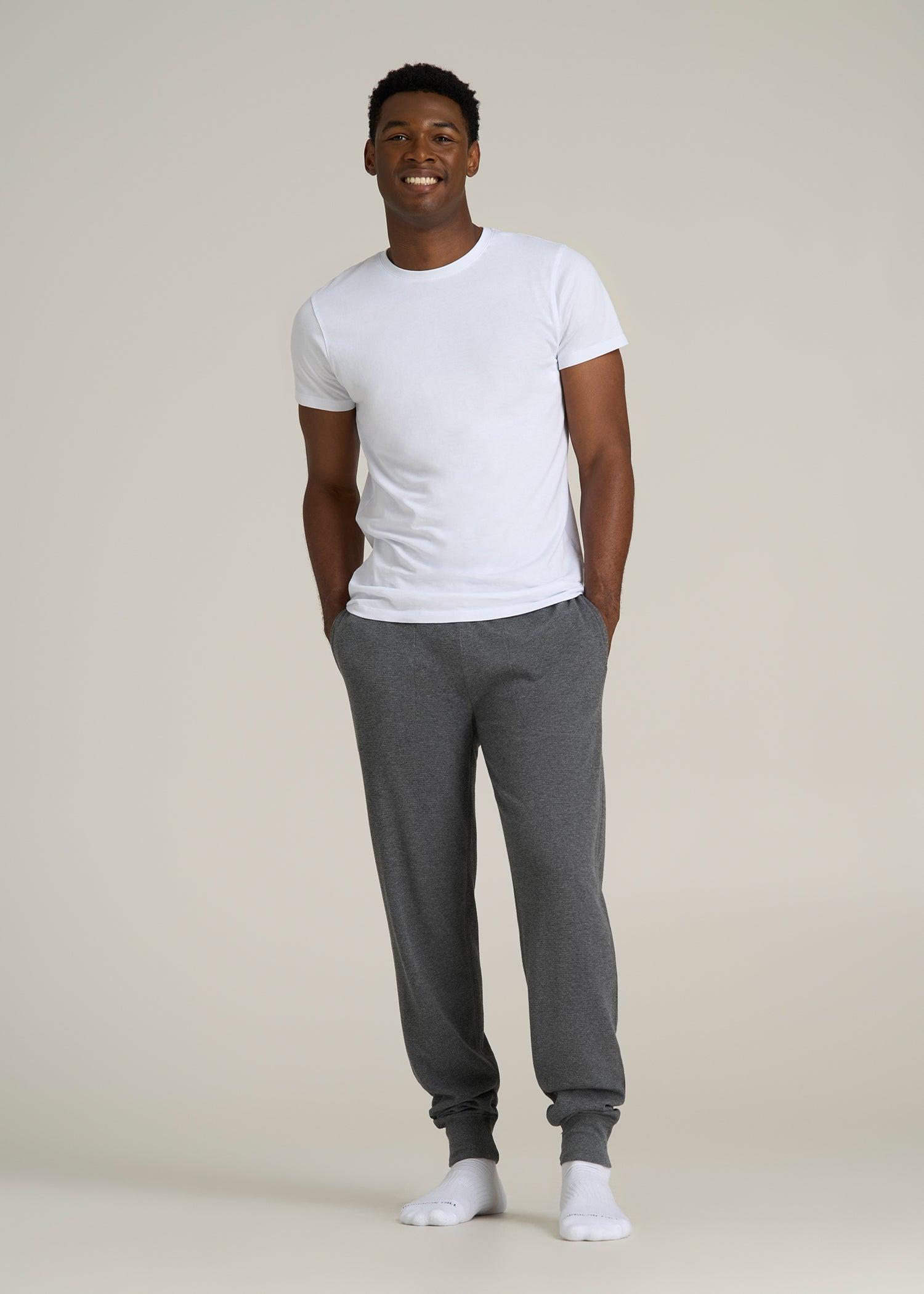 Waffle-Knit Lounge Jogger for Tall Men in Stone Grey Mix Male Product Image