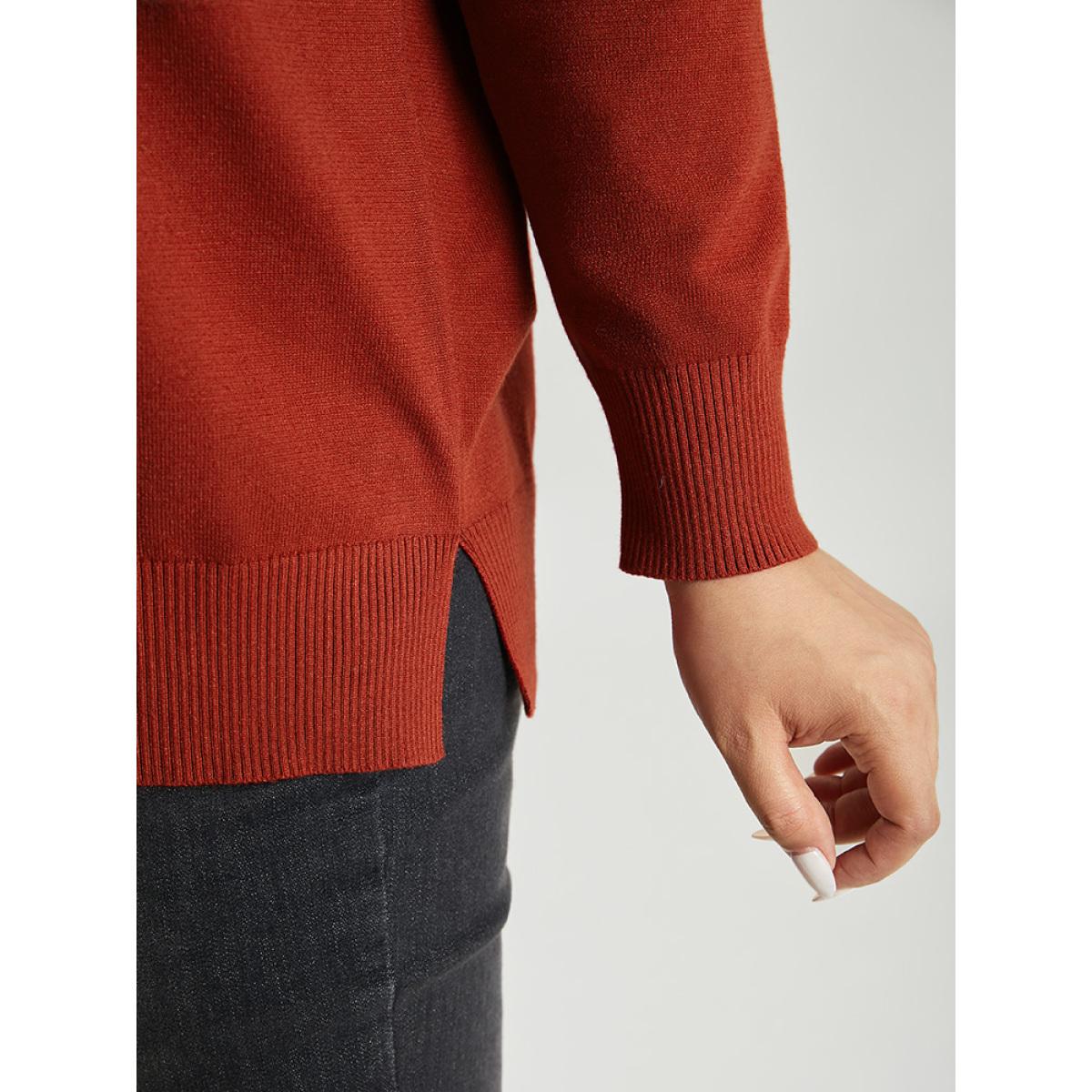 Plus Size Anti-Pilling Christmas Trees & Elk Print Pullover Rust Women Casual Loose Long Sleeve V-neck Festival-Christmas Pullovers BloomChic 28/5X Product Image