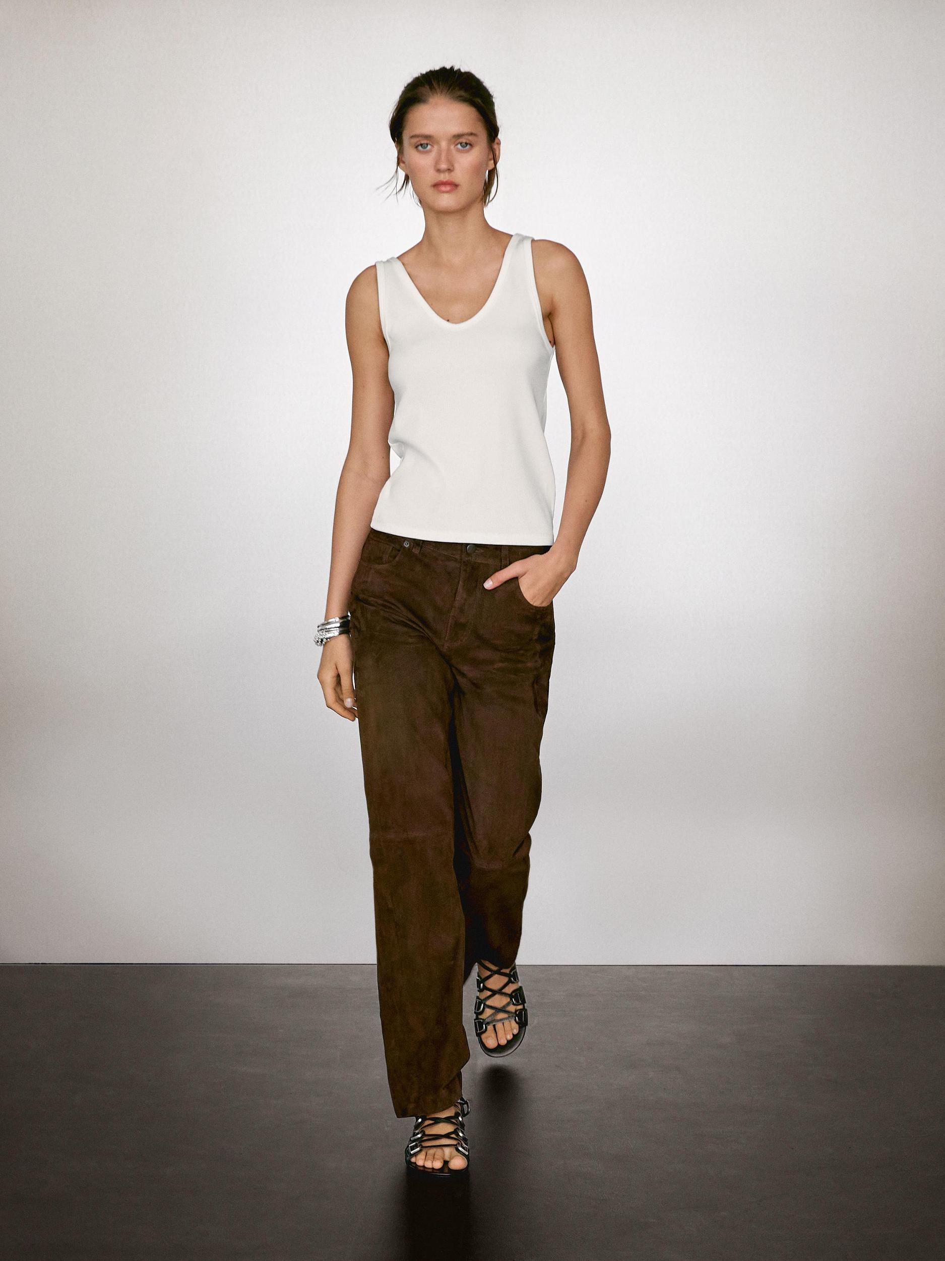 Cotton blend strappy top Product Image