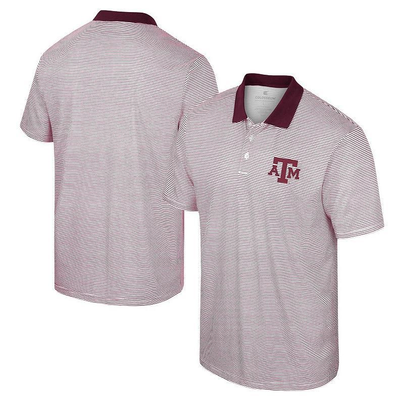 Men's Colosseum White/Maroon Texas A&M Aggies Print Stripe Polo,  Product Image
