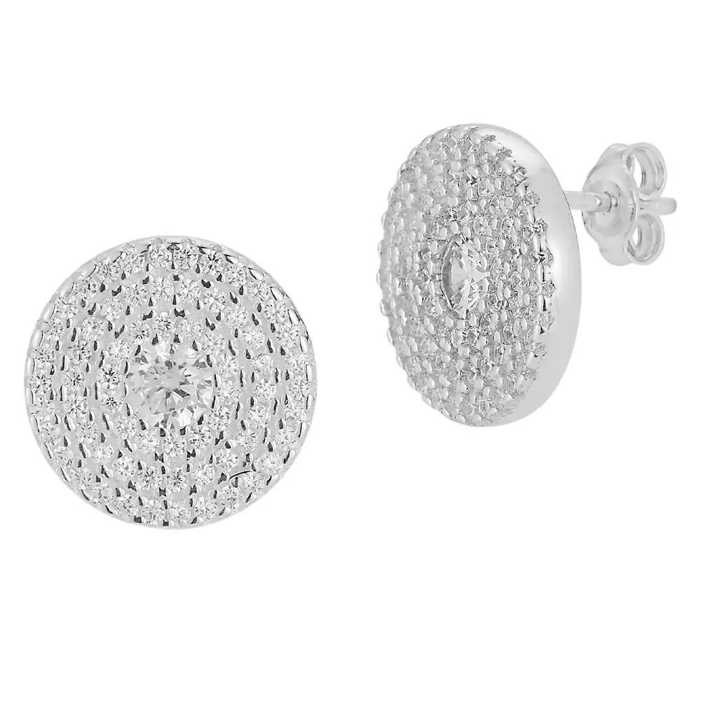 Sunkissed Sterling Silver Over Cubic Zirconia Stud Earrings, Women's, Silver Tone Product Image