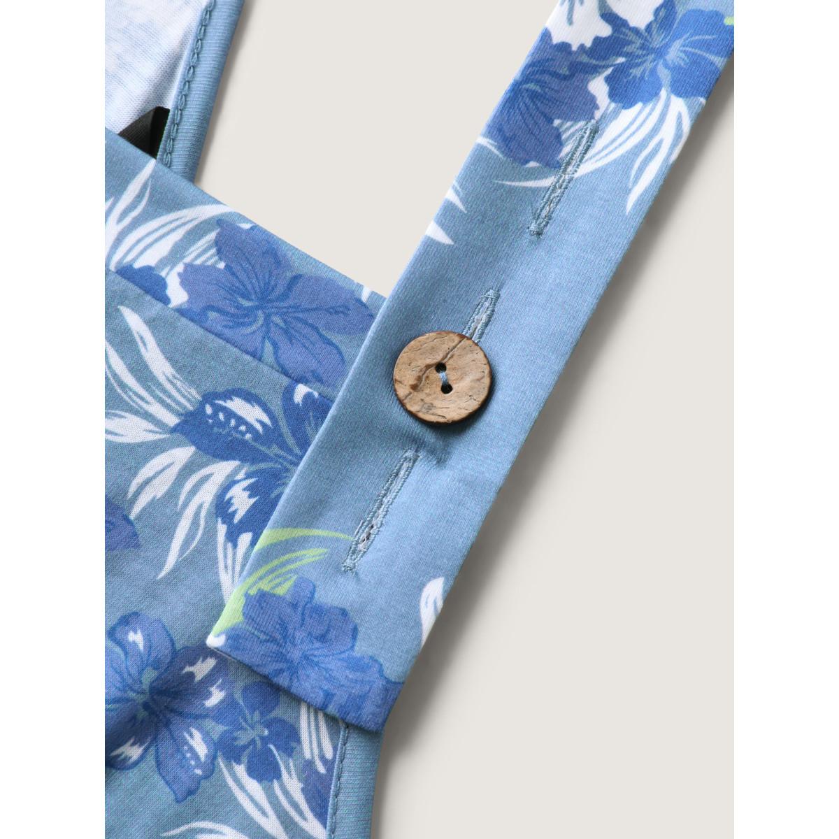 Plus Size Stone Supersoft Floral Print Adjustable Jumpsuit Women Sleeveless Non Everyday-Casual Loose Jumpsuits BloomChic 22-24/3X Product Image