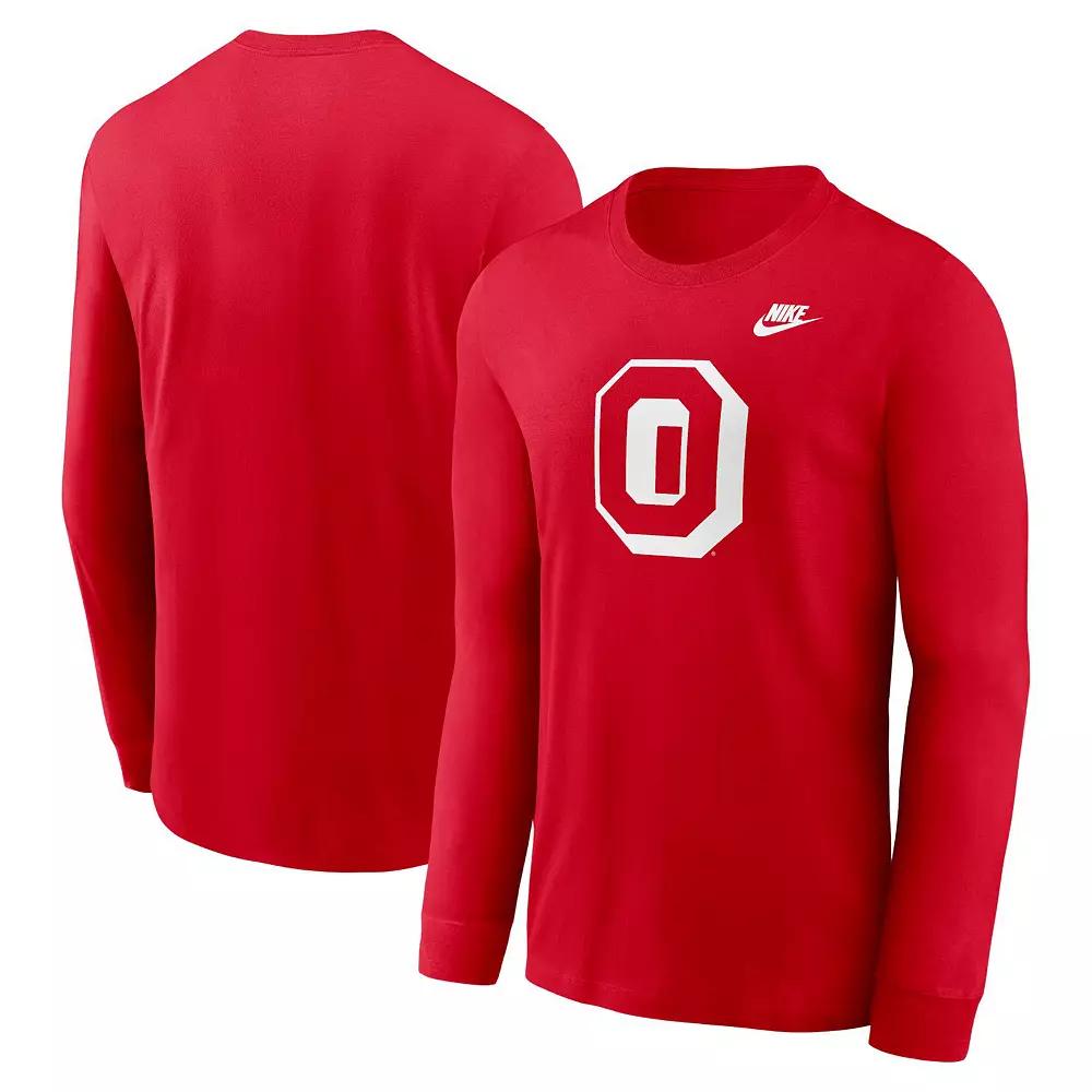 Men's Nike Scarlet Ohio State Buckeyes Legacy Primary Logo Long Sleeve T-Shirt, Size: Large, Red Product Image
