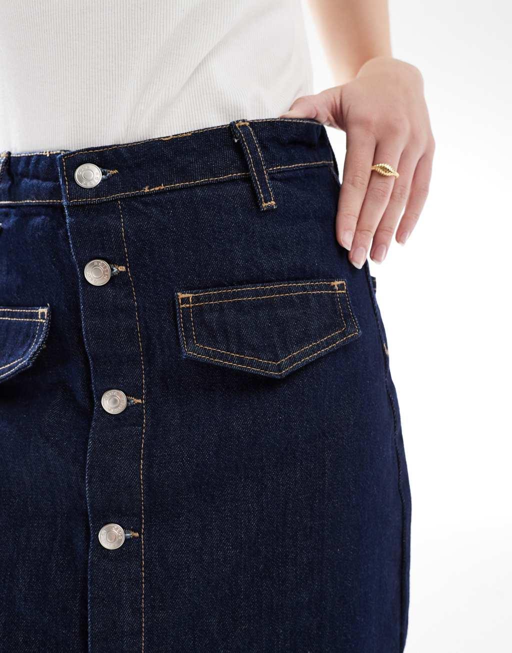 ASOS DESIGN denim mini skirt with button opening - part of a set Product Image