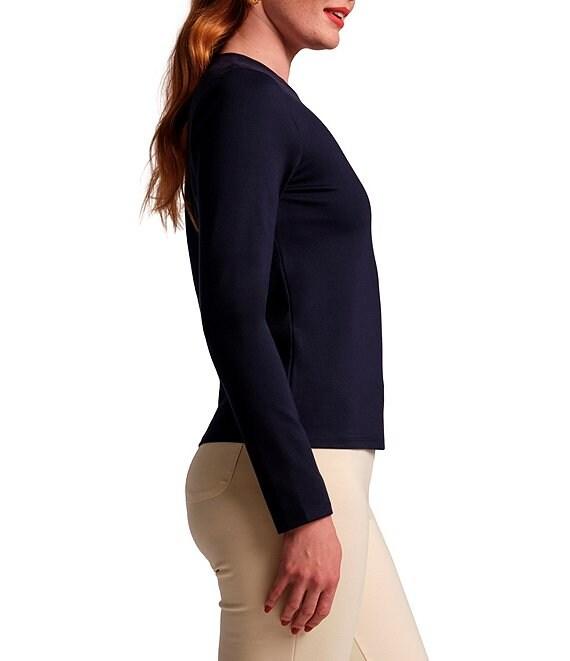 FRANCES VALENTINE Stretch Knit Crew Neck Long Sleeve Ballet Top Product Image