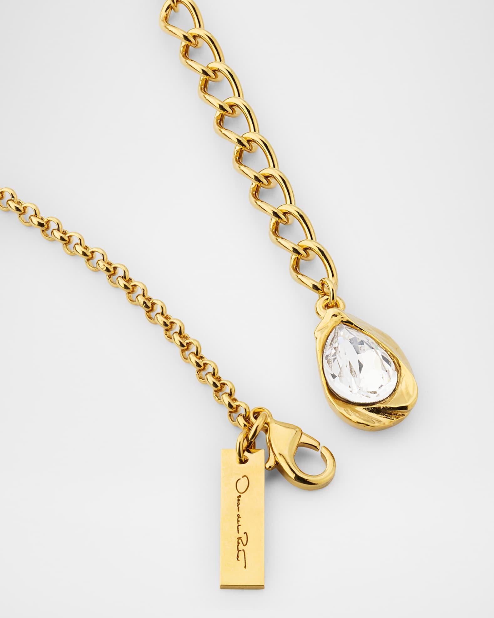 Multi-Color Pear-Cut Crystal Chain Necklace  Product Image