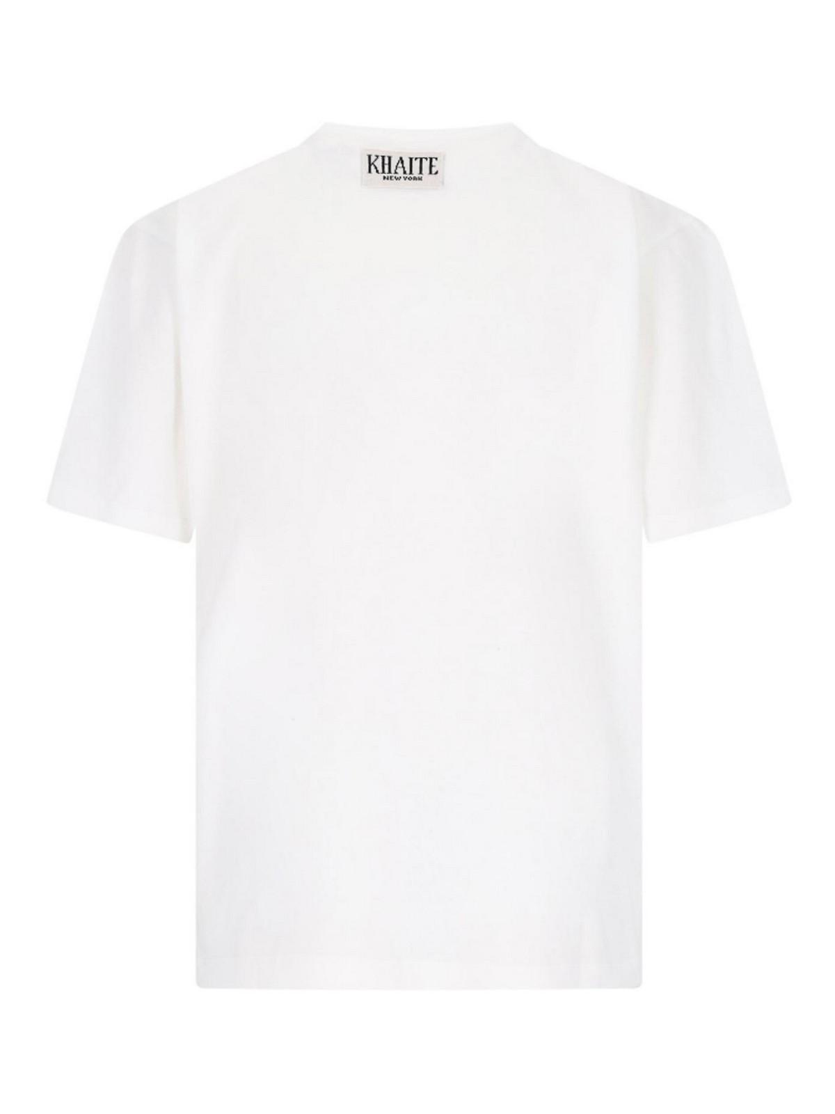 KHAITE Womens White Mae Brand-patch Cotton-jersey T-shirt In Cream Product Image