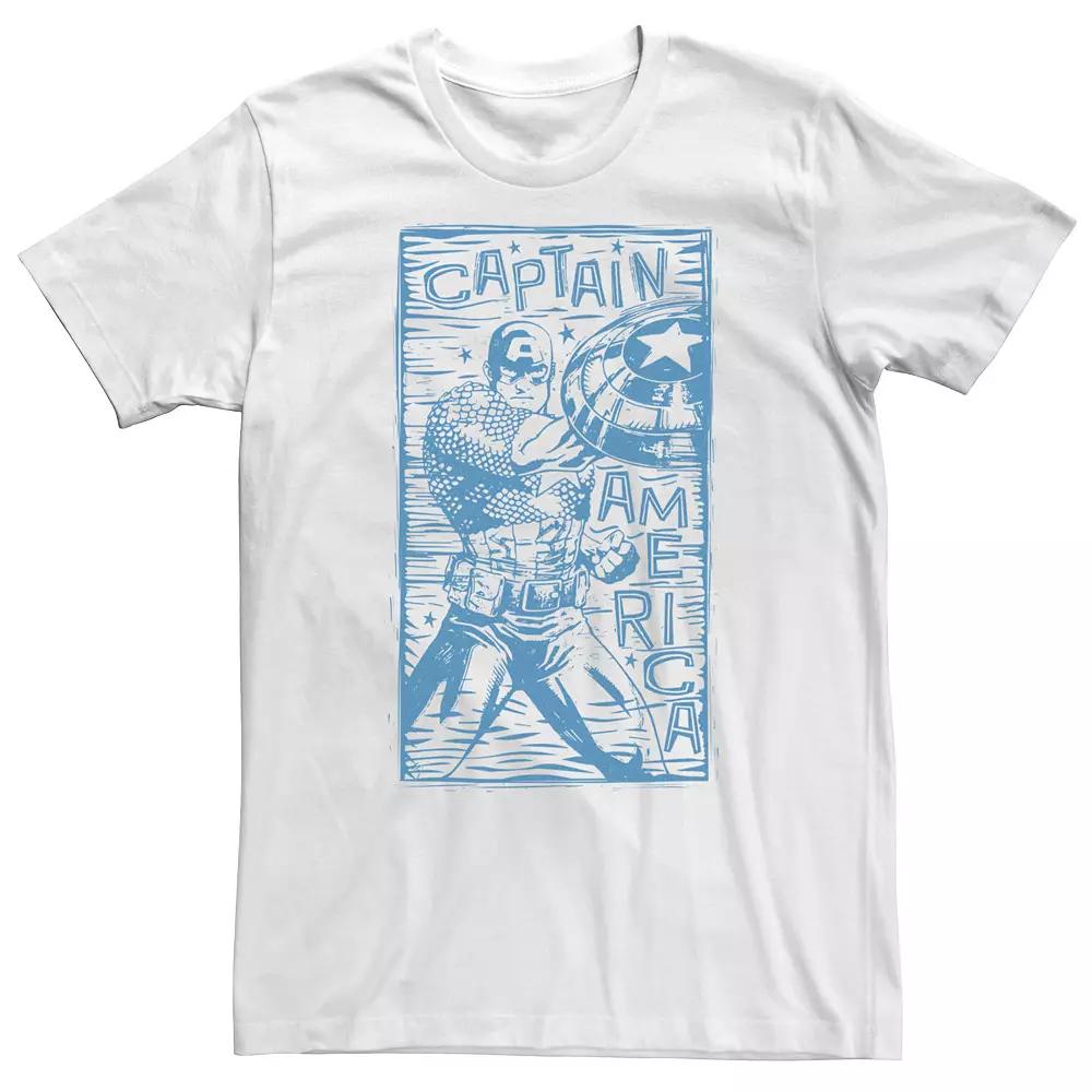 Big & Tall Marvel Captain America Woodcut Blue Portrait Tee, Men's,  Product Image