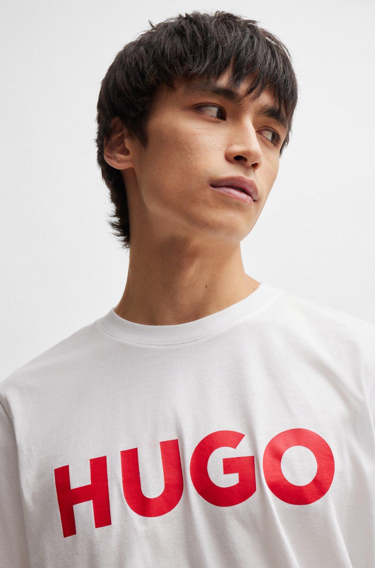 HUGO - Regular-fit T-shirt in cotton jersey with logo artwork - White Product Image