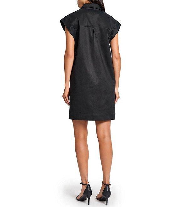 Ming Wang x Tanya Foster Cotton Blend Utility Cap Sleeve Shift Dress Product Image