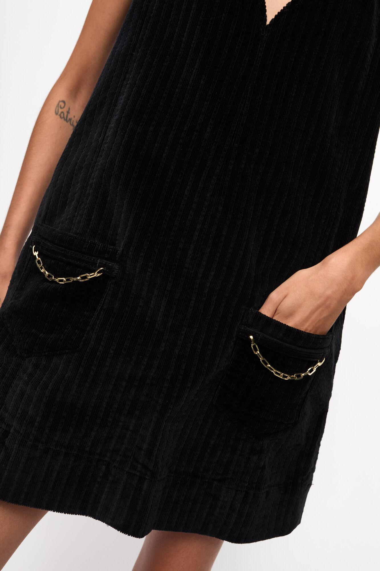 Black Corduroy Mini Dress Product Image