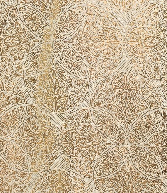 Jude Connally Kallan Cotton Voile Gold Foil Medallion Print Point Collar Shift Midi Dress Product Image