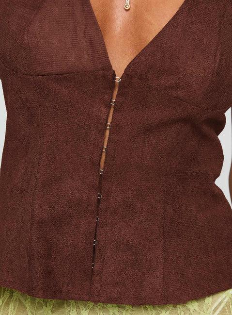 Movie Stars Faux Suede Halter Top Brown Product Image