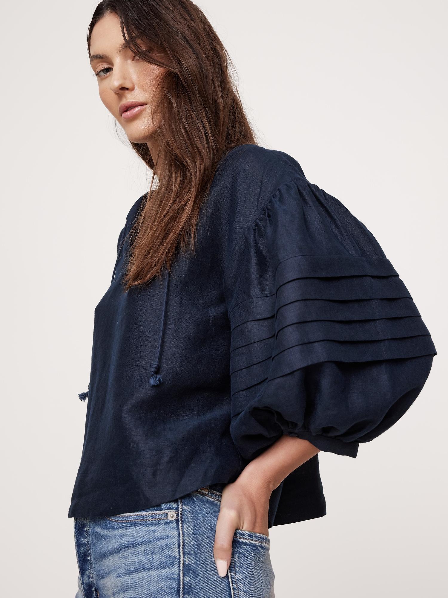 Linen Peasant Blouse Product Image