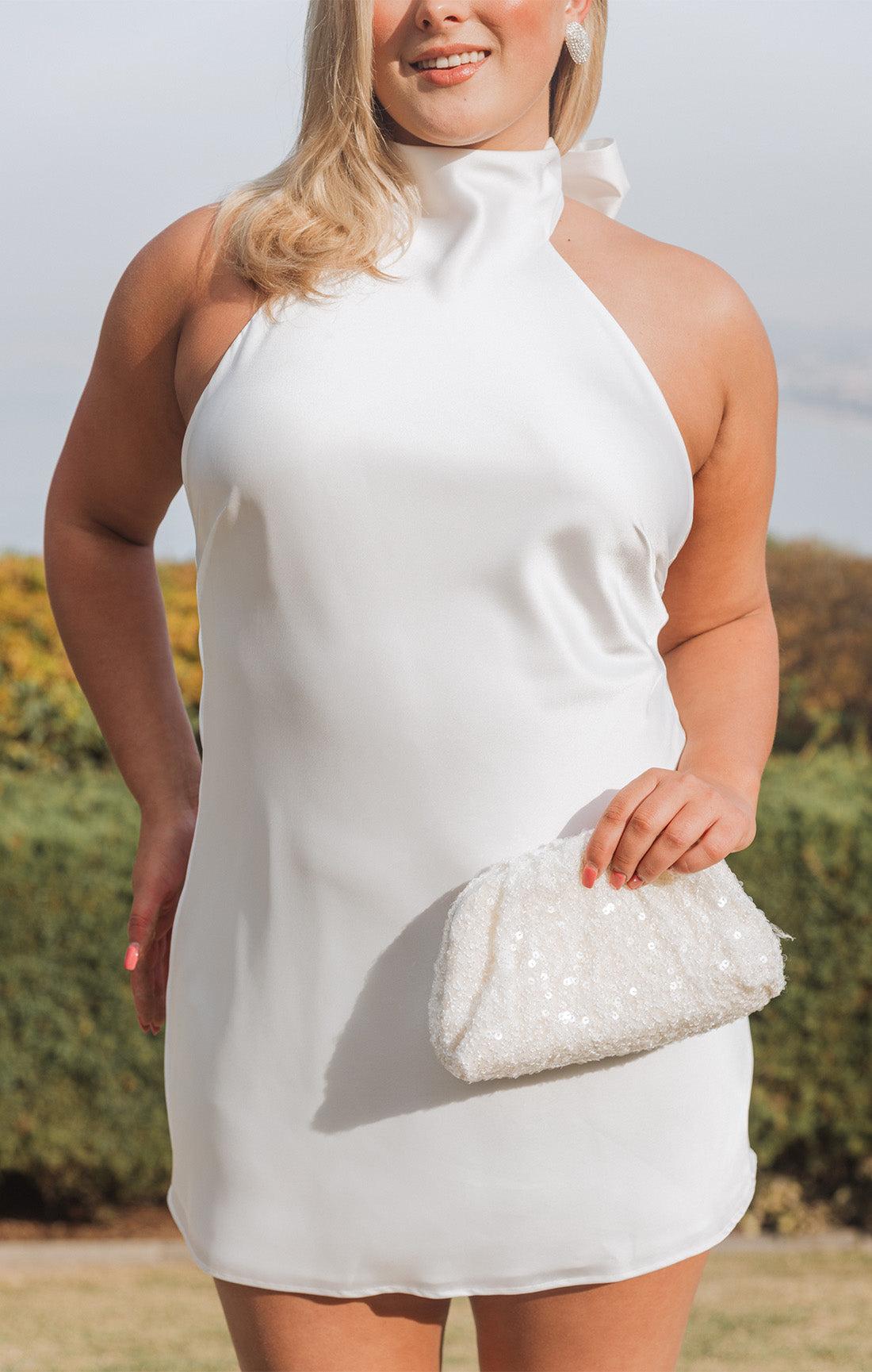 Lisa Mini Dress ~ Ivory Luxe Satin Product Image