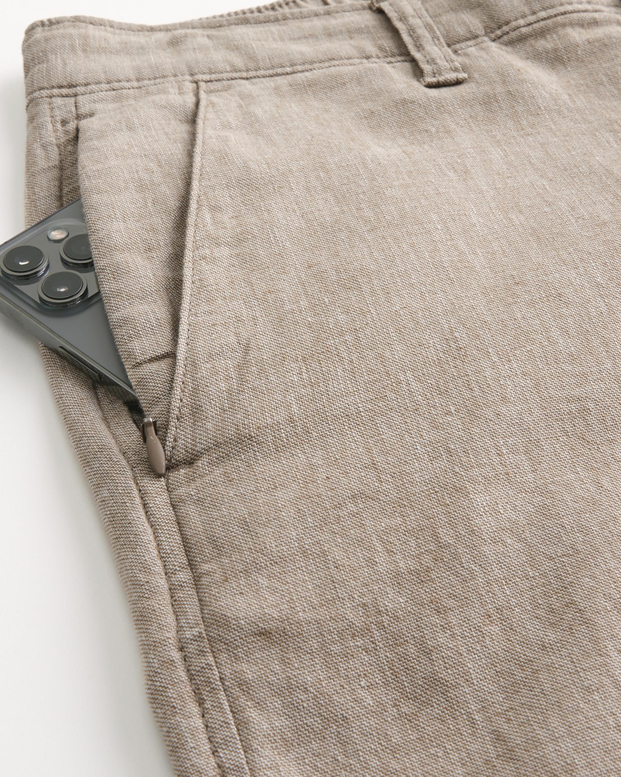 Slim Straight Stretch Linen-Blend Pants Product Image
